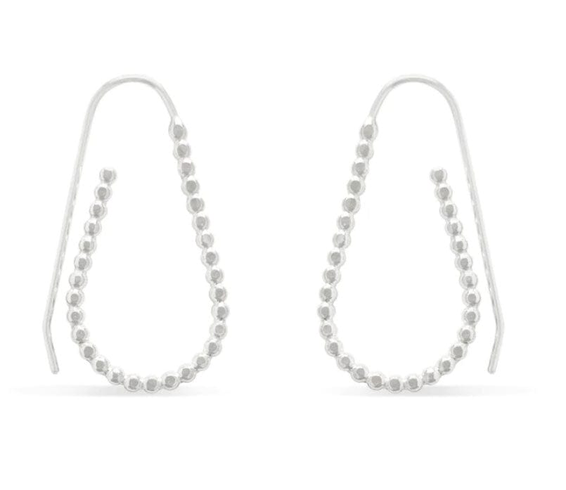 Cindy Liebel Earrings Tall Beaded Sterling Hoops