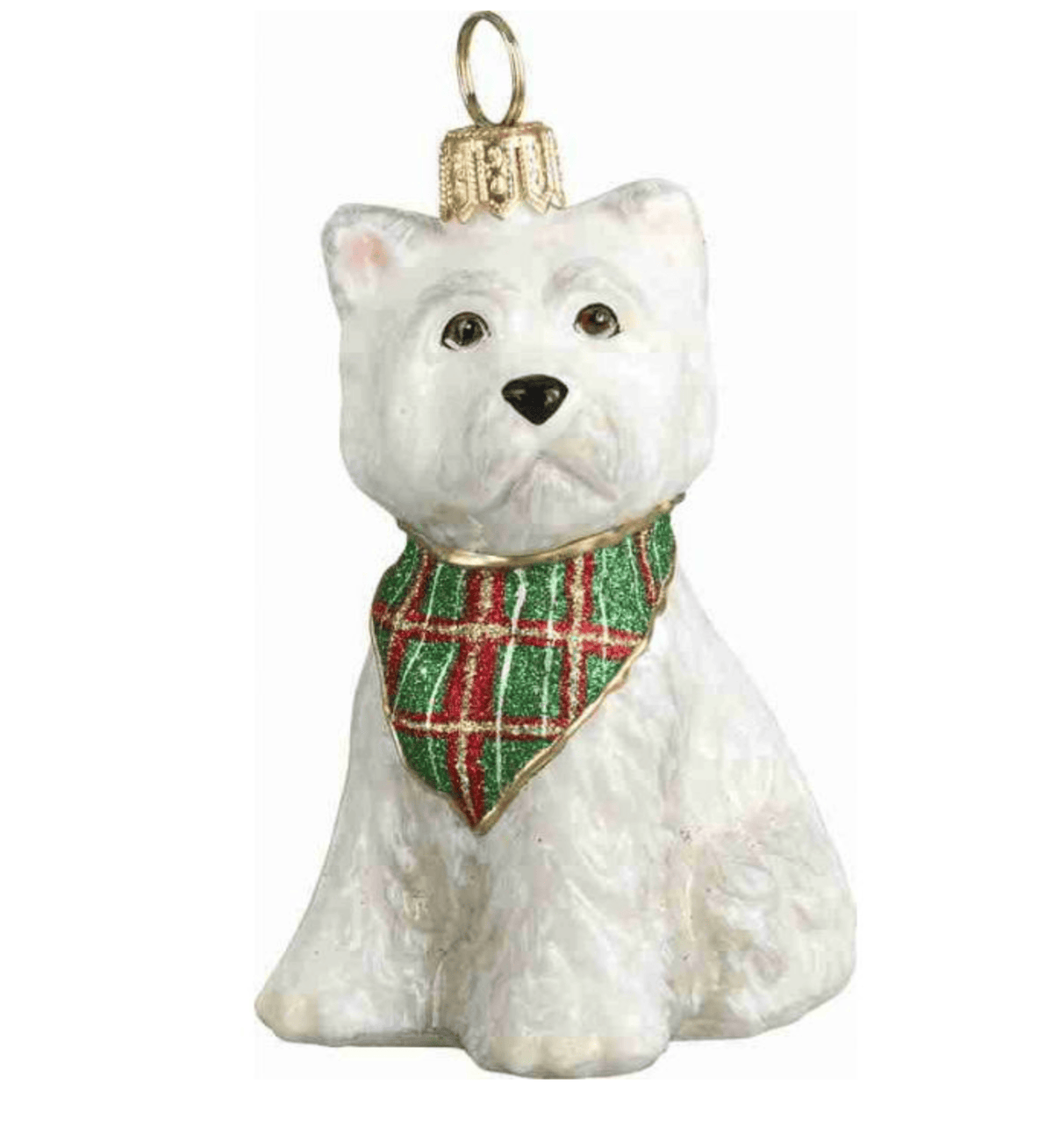 Dog Ornaments Gifts Westie Puppy Tartan Bandana