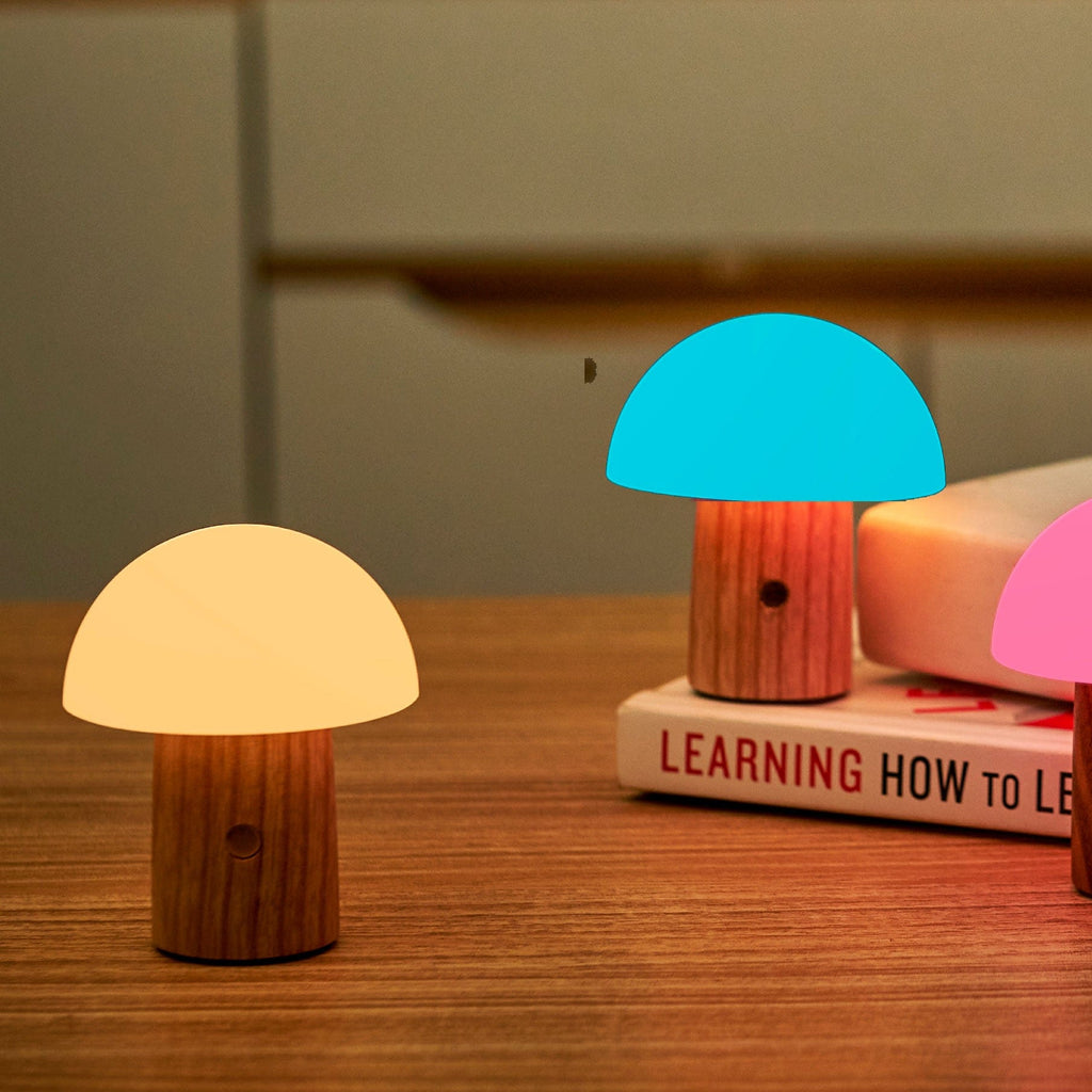 Gingko Gifts Mushroom Super-Mini Ash Wood Lamp