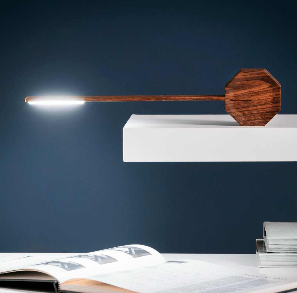 Gingko Gifts Octagon Walnut Portable Desk Light