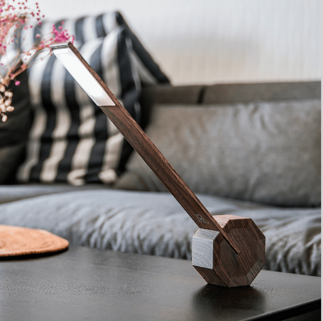 Gingko Gifts Octagon Walnut Portable Desk Light