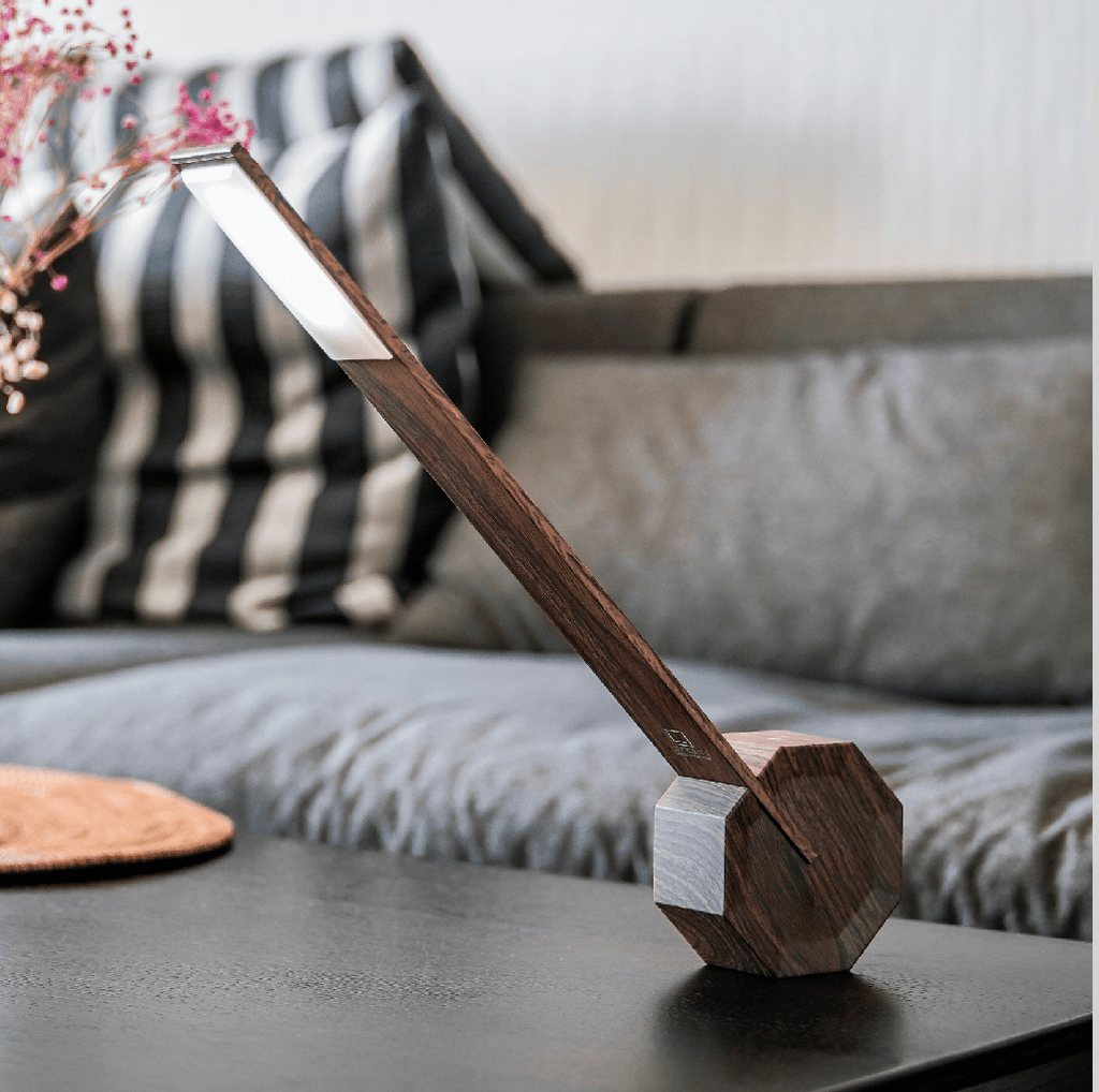 Gingko Gifts Octagon Walnut Portable Desk Light