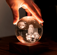 Gingko Gifts Owl Moon 3D Crystal Light