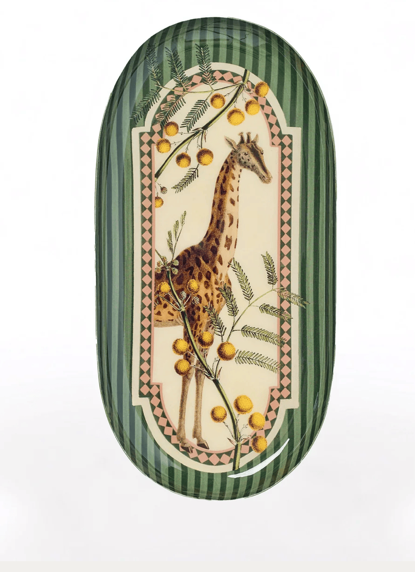 Home Accents Gifts "Giraffe" Oval Enamel Tray