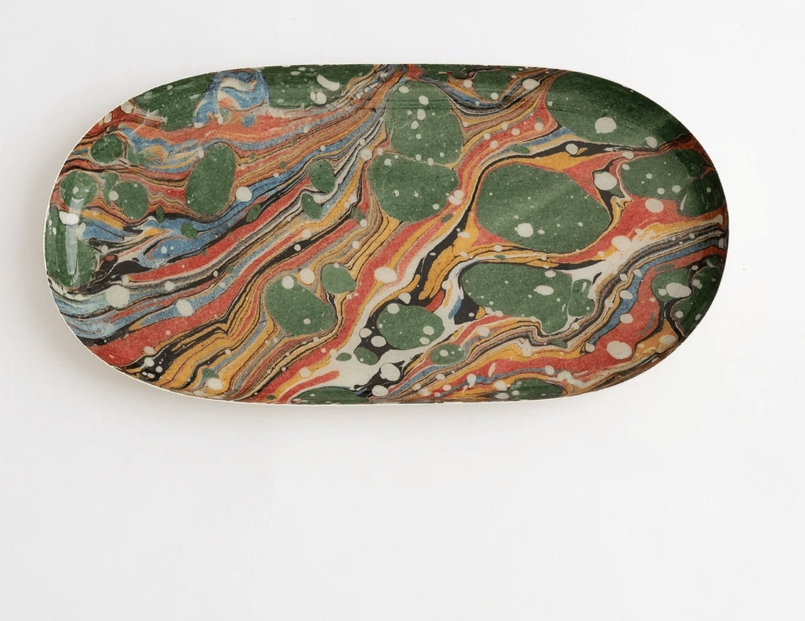 Home Accents Gifts "Marbling" Oval Enamel Tray
