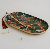 Home Accents Gifts "Marbling" Oval Enamel Tray