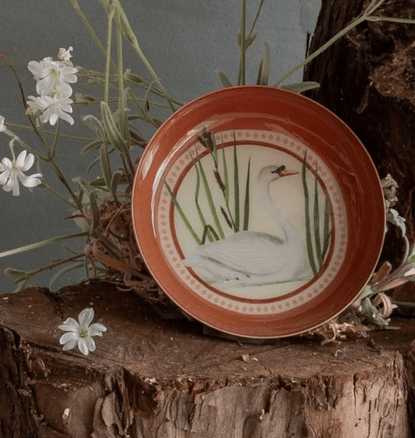 Home Accents Gifts "Swan" Round Enamel Tray