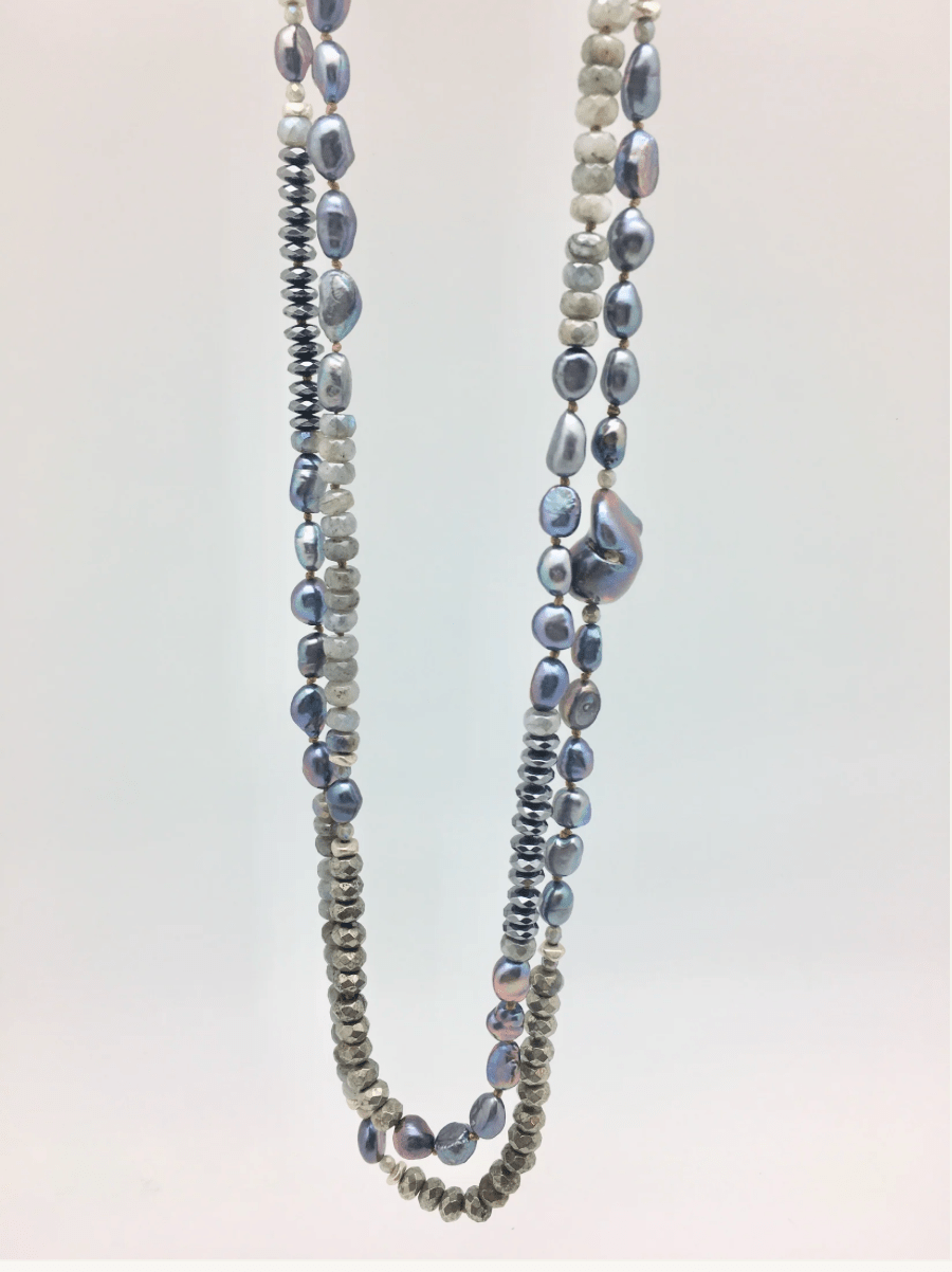 in2Design Necklaces Pearl, Pyrite, Hematite, Labradorite necklace