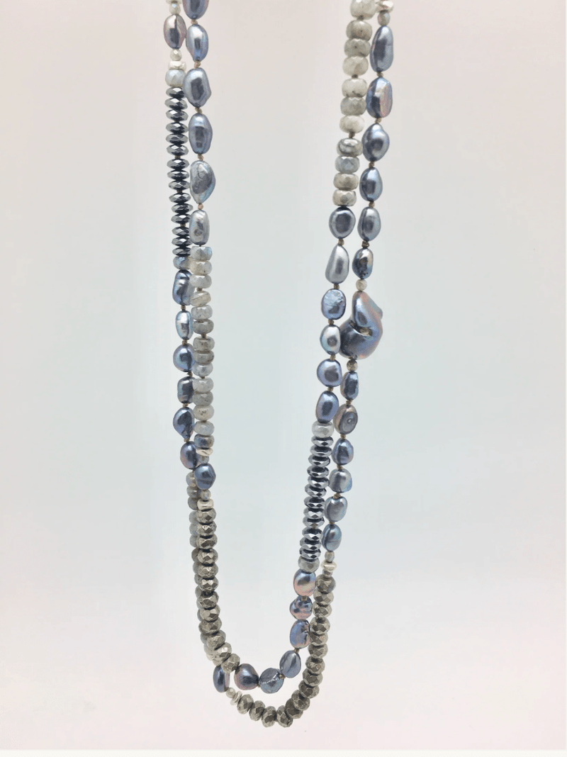 in2Design Necklaces Pearl, Pyrite, Hematite, Labradorite necklace