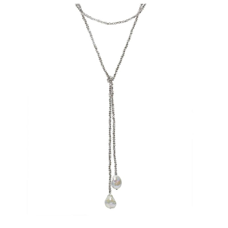 In2Design Necklaces Smokey Crystal & Pearl Lariat