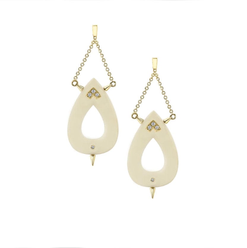 Irthly Earrings .09ct Diamond Palm Ivory 14k Earrings