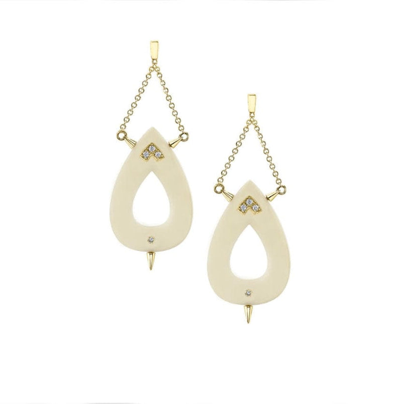 Irthly Earrings .09ct Diamond Palm Ivory 14k Earrings