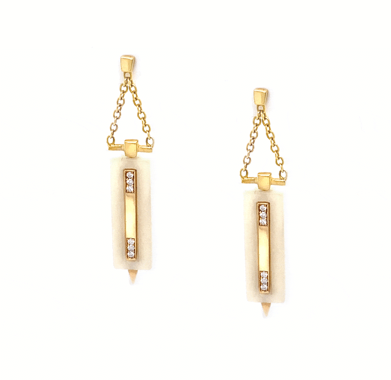 Irthly Earrings Diamond, Palm Ivory & 14K Drop Earrings