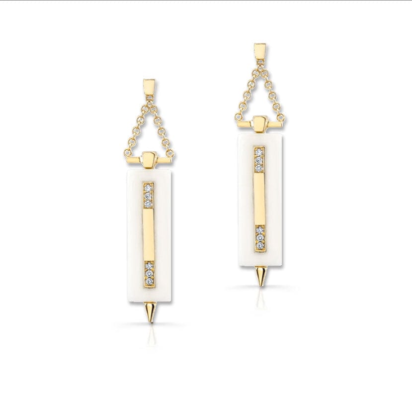 Irthly Earrings Palm Ivory  .12ct Diamond 14k Earrings