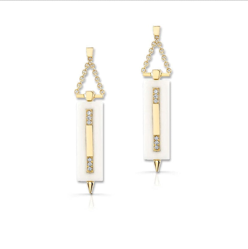 Irthly Earrings Palm Ivory  .12ct Diamond 14k Earrings