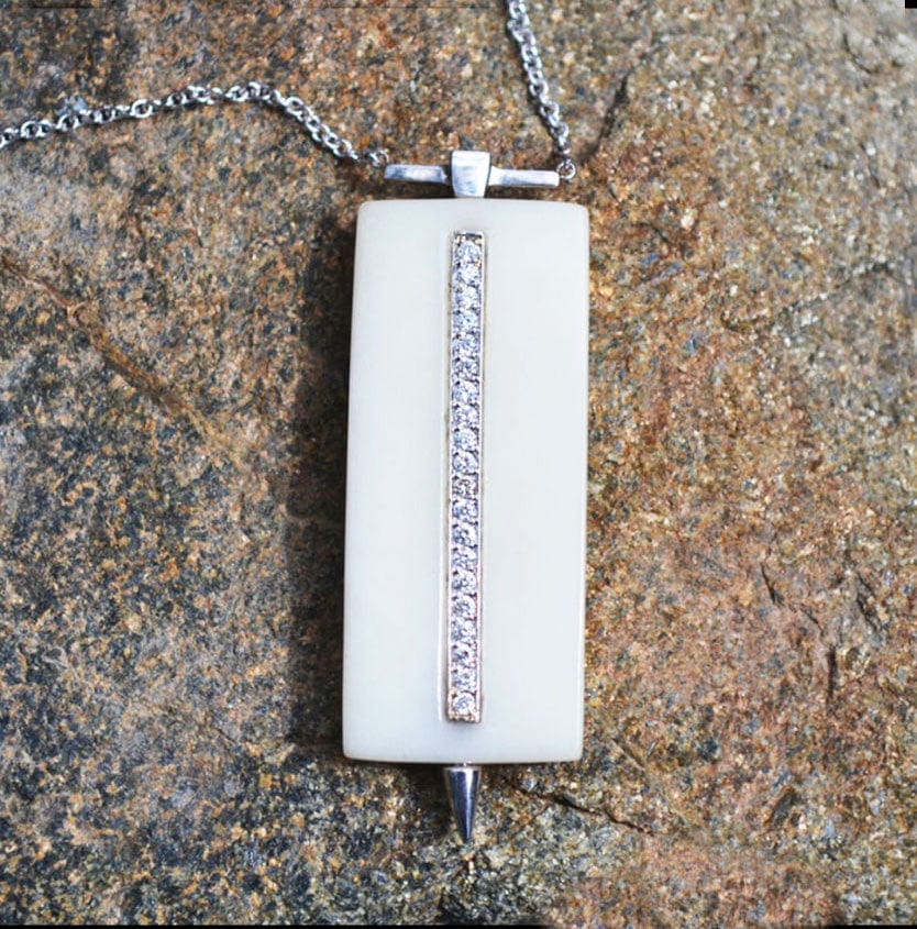 Irthly Necklaces .20ct Diamond, Palm Ivory 14K Pendant
