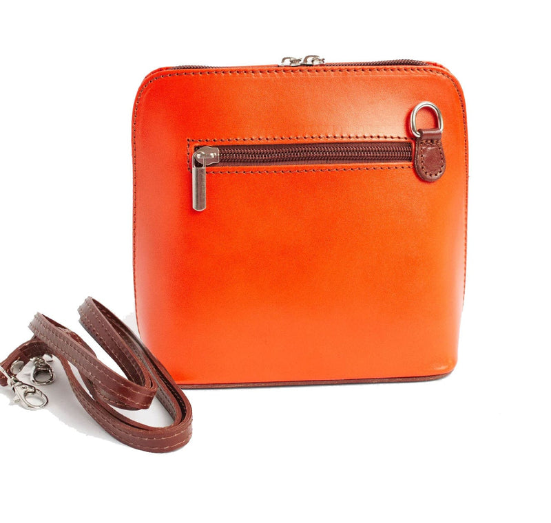 Italian Leather Leather Goods Celia Orange/Brown Cross Body