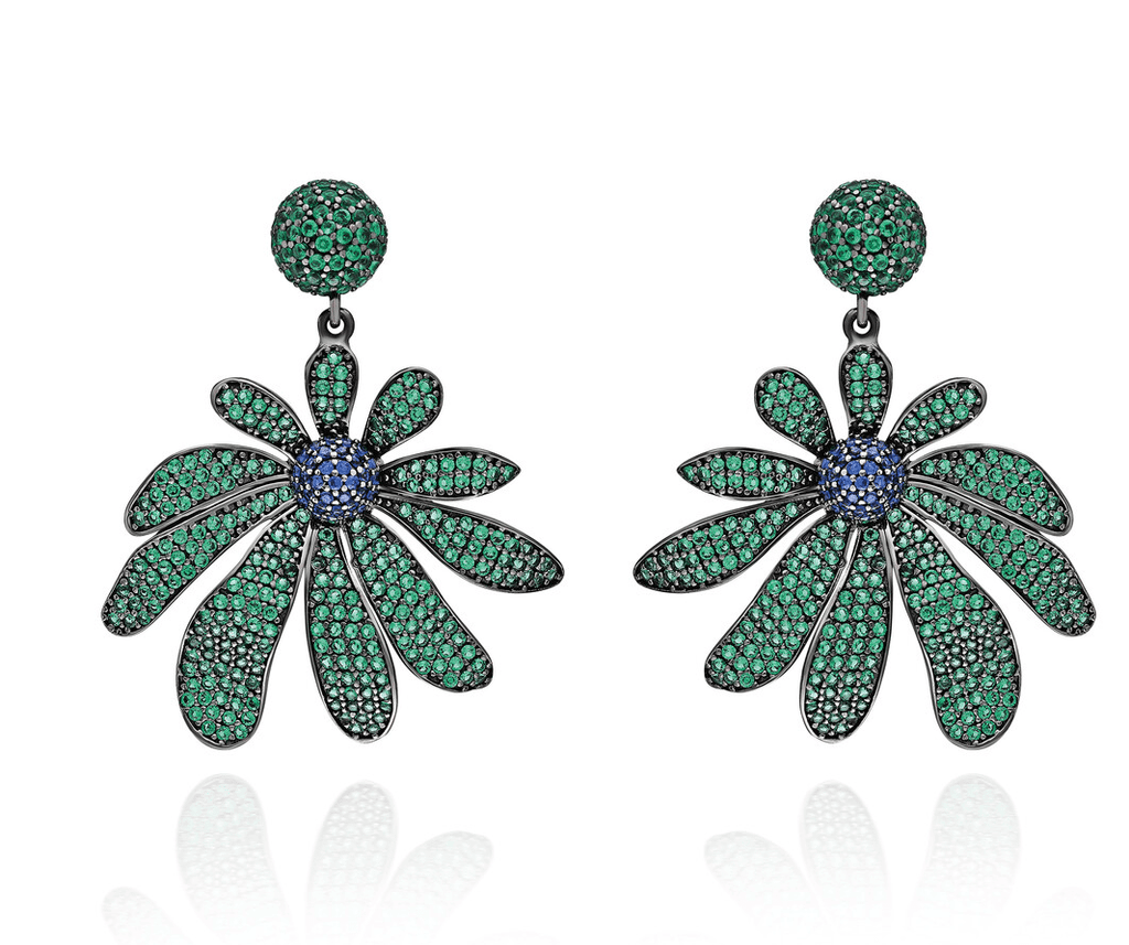 JCM London Earrings Sterling & CZ Green/Blue Earrings