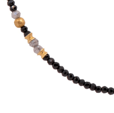 Joyla Necklaces Black Spinel, Labradorite Grey Pearl Necklace