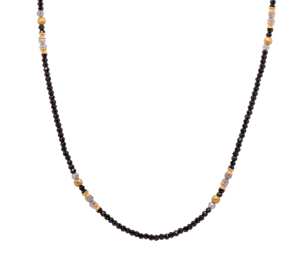 Joyla Necklaces Black Spinel, Labradorite Grey Pearl Necklace