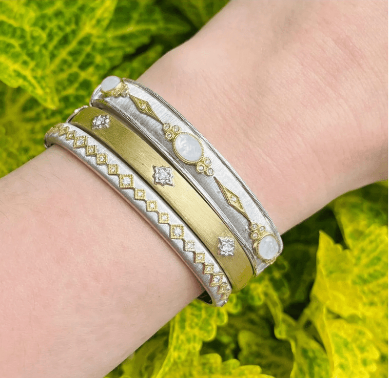 JudeFrances Bracelets Moonstone Diamond 18K/Sterling Bangle