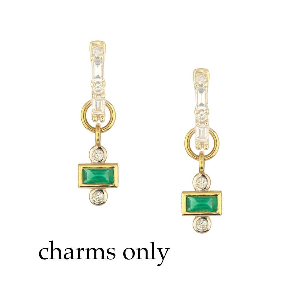 JudeFrances Earring Charms 18k, Emerald & Diamond Earring Charms