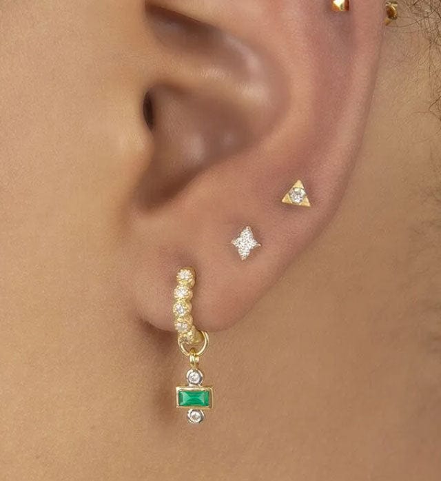 JudeFrances Earring Charms 18k, Emerald & Diamond Earring Charms