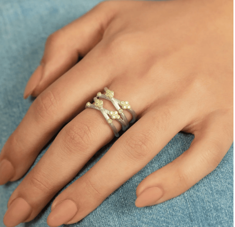 JudeFrances Rings Diamond 18k & Sterling Crossover Ring