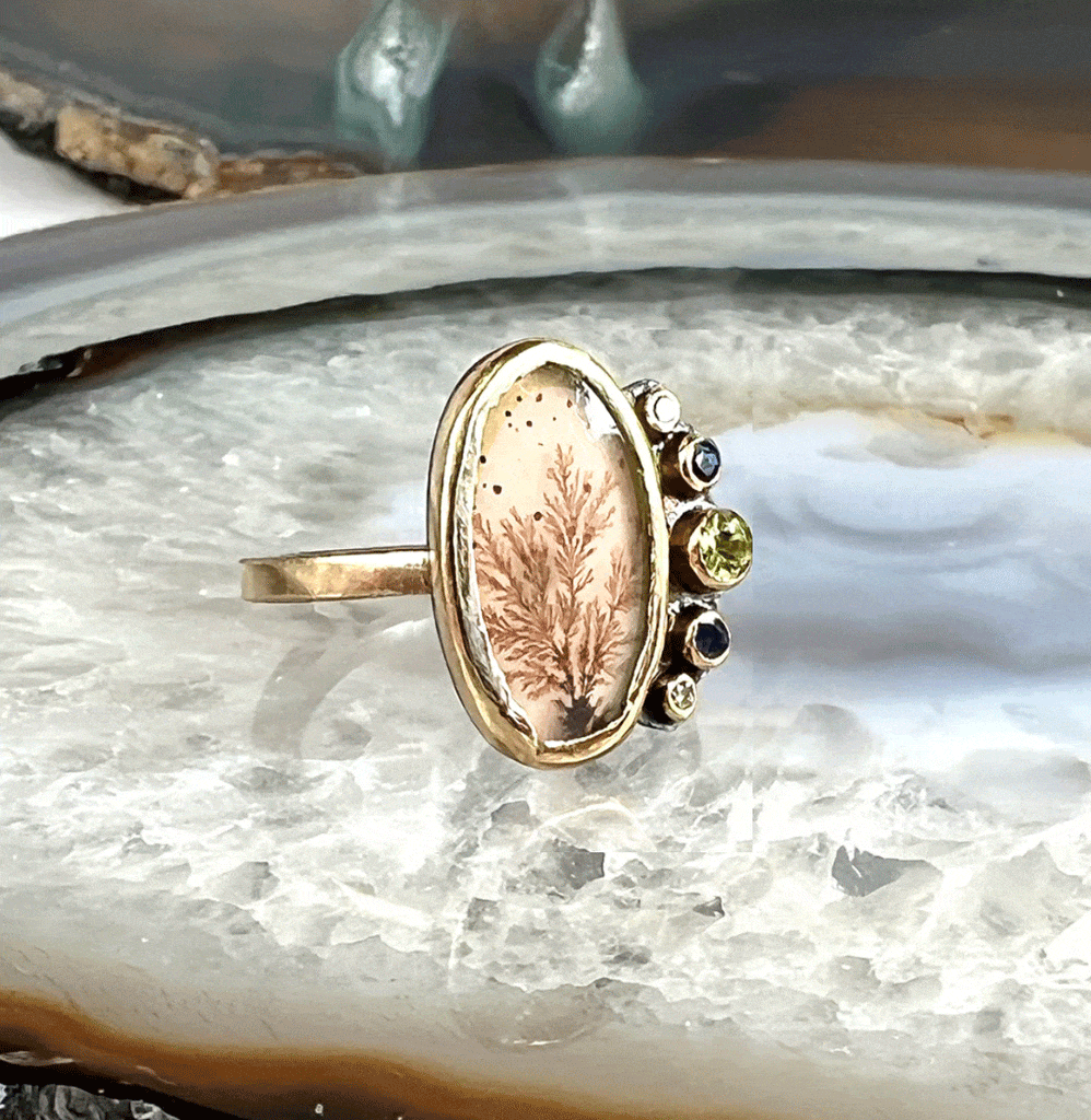 Karin Luvaas Rings Agate, Peridot, Sapphire, & Diamond 14K Ring