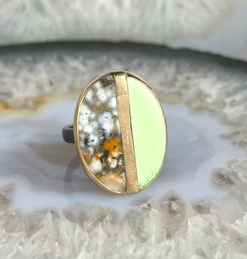 Karin Luvaas Rings Ocean Jasper & Lemon Chrysoprase 14K  Ring