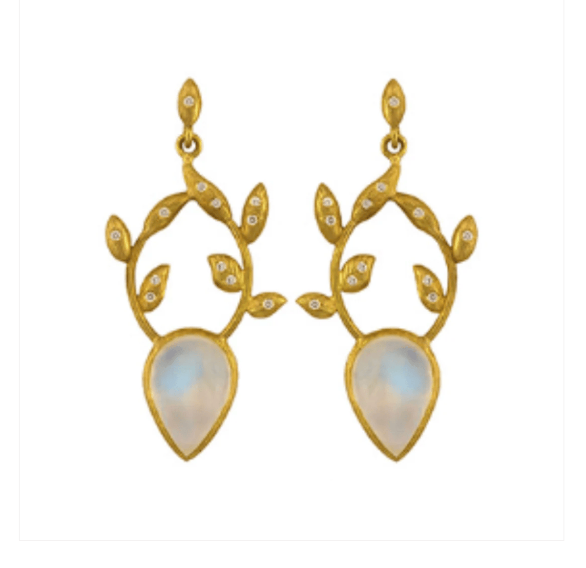 Laurie Kaiser Earrings 18K Moonstone Diamond Vines Earrings