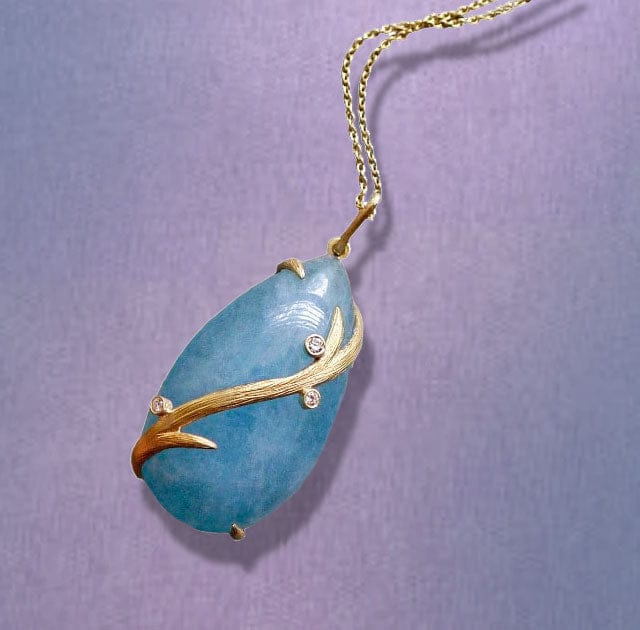 Laurie Kaiser Necklaces Aqua. .04ct. Diamond 18k/SS Pendant