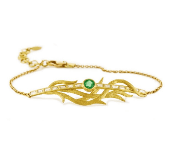 Laurie Kaiser Necklaces Emerald & Diamond 18k Vine Bracelet