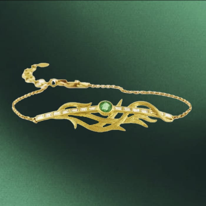 Laurie Kaiser Necklaces Emerald & Diamond 18k Vine Bracelet