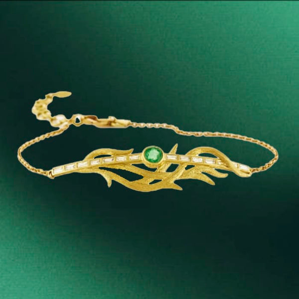 Laurie Kaiser Necklaces Emerald & Diamond 18k Vine Bracelet