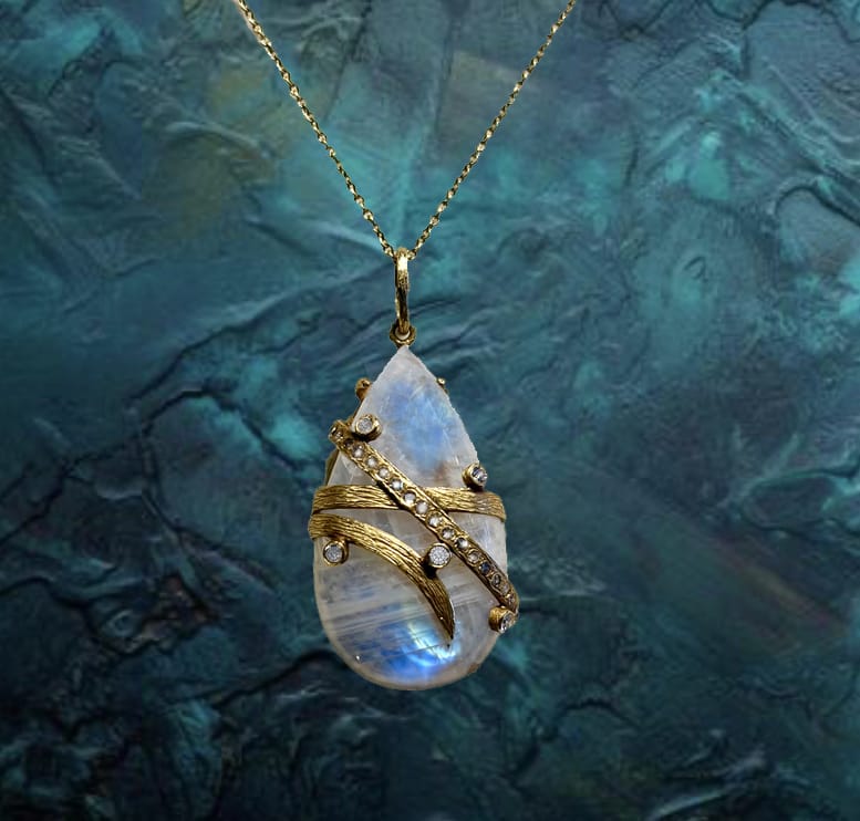 Laurie Kaiser Necklaces Moonstone Diamond 18k Necklace