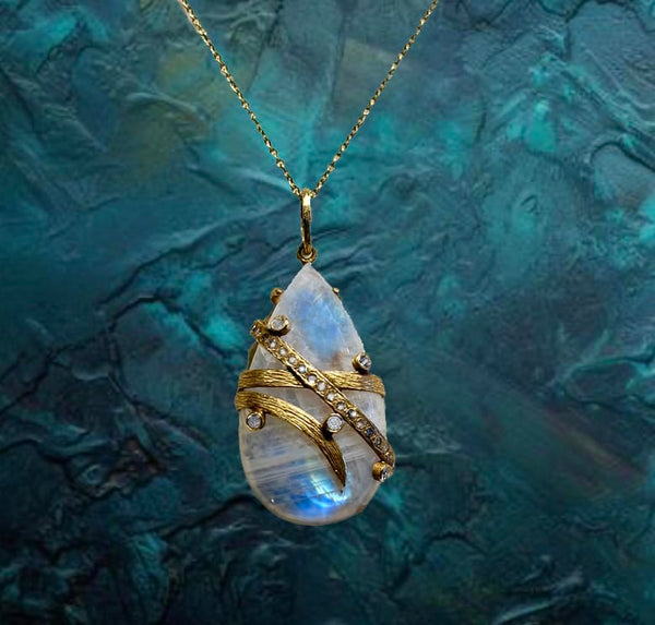 Laurie Kaiser Necklaces Moonstone Diamond 18k Necklace