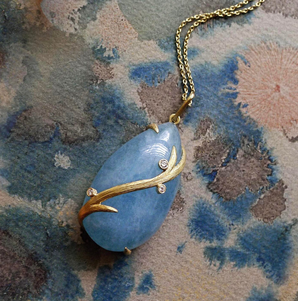 Laurie Kaiser Necklaces Vine Wrapped Aquamarine Pendant