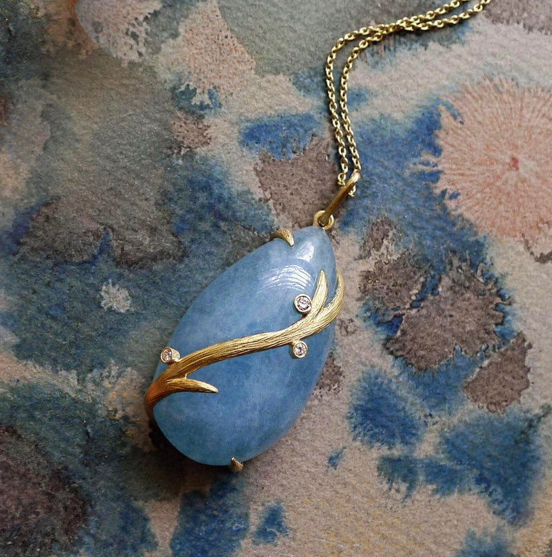 Laurie Kaiser Necklaces Vine Wrapped Aquamarine Pendant