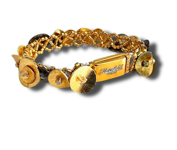 Mara Labell Bracelets Fleur Golden Disc Skinny Bracelet
