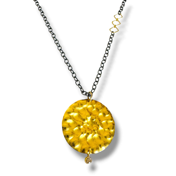 Mara Labell Necklaces 18K Spark Medallion Sterling Chain