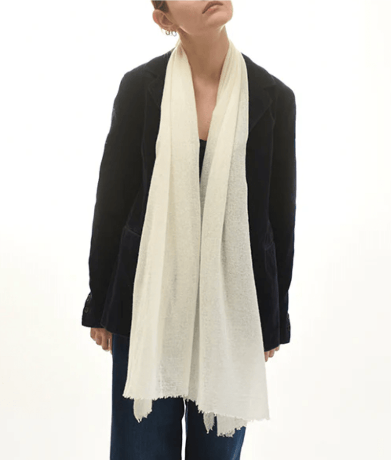 Meg Cohen Wraps & Scarves Ivory Cashmere Scarf