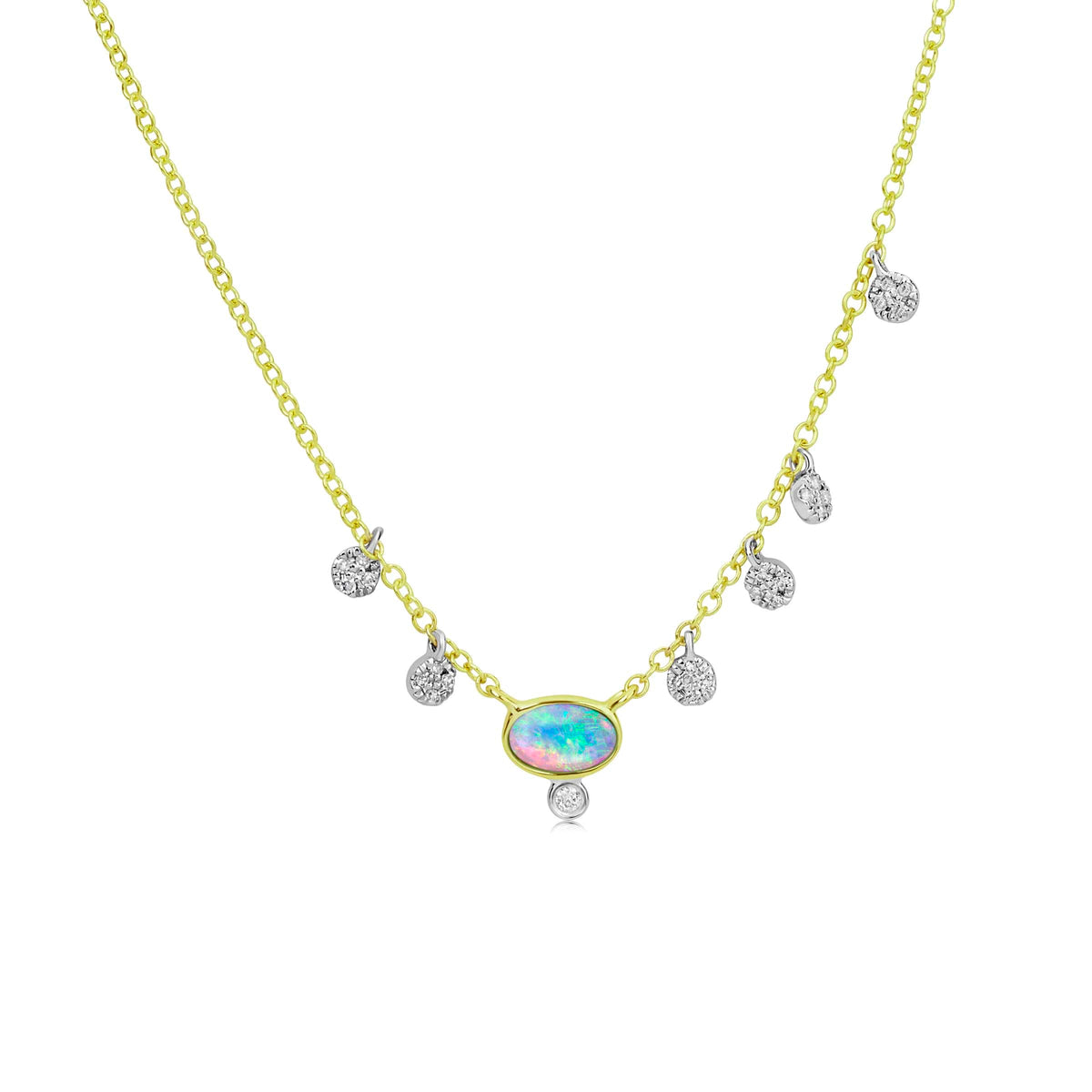 Meira T Necklaces .10ct Opal .07ct Diamond 14k Necklace