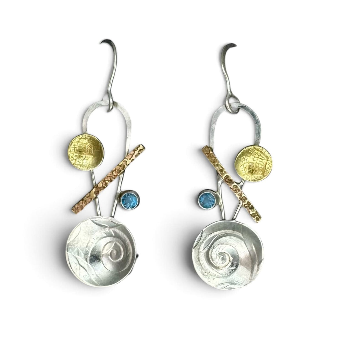 Phineas Rose Earrings Blue Topaz Collage Earrings