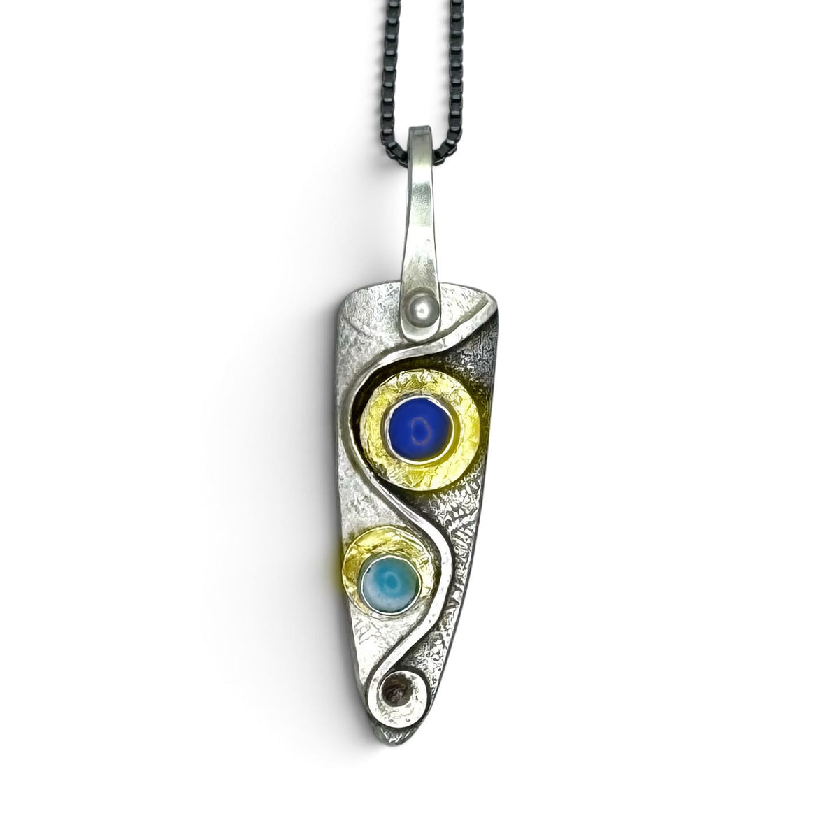 Phineas Rose Pendants Iolite & Aqua 18K/SS Pendant