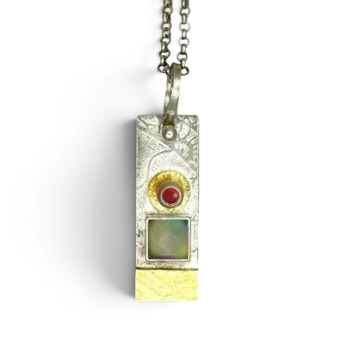 Phineas Rose Pendants Labradorite & Garnet 18K/SS Pendant
