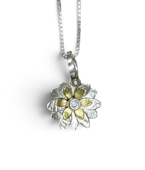 Phineas Rose Pendants Moissanite Gold/Sterling Flower necklace