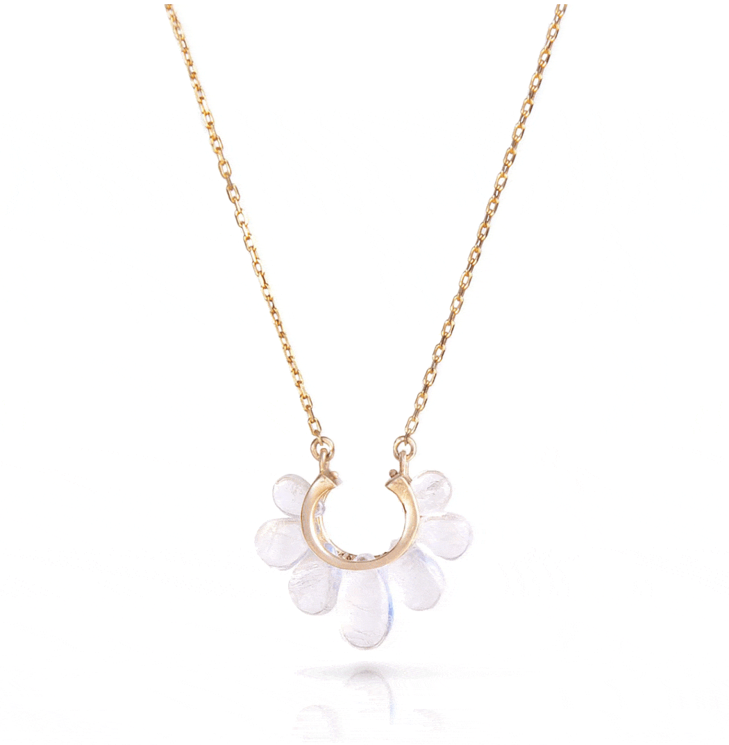 Rachel Atherly Earrings Rainbow Moonstone Peacock 14K Pendant