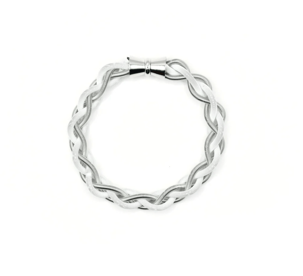 Sea Lily Bracelets Silver and White Braided Bracelet