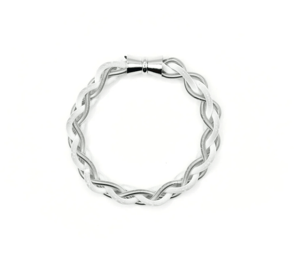 Sea Lily Bracelets Silver and White Braided Bracelet